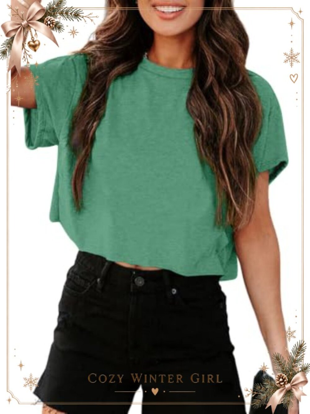 Women's Cropped T-Shirt Rayon Blend Loose Fit Crew Neck Summer Crop Top